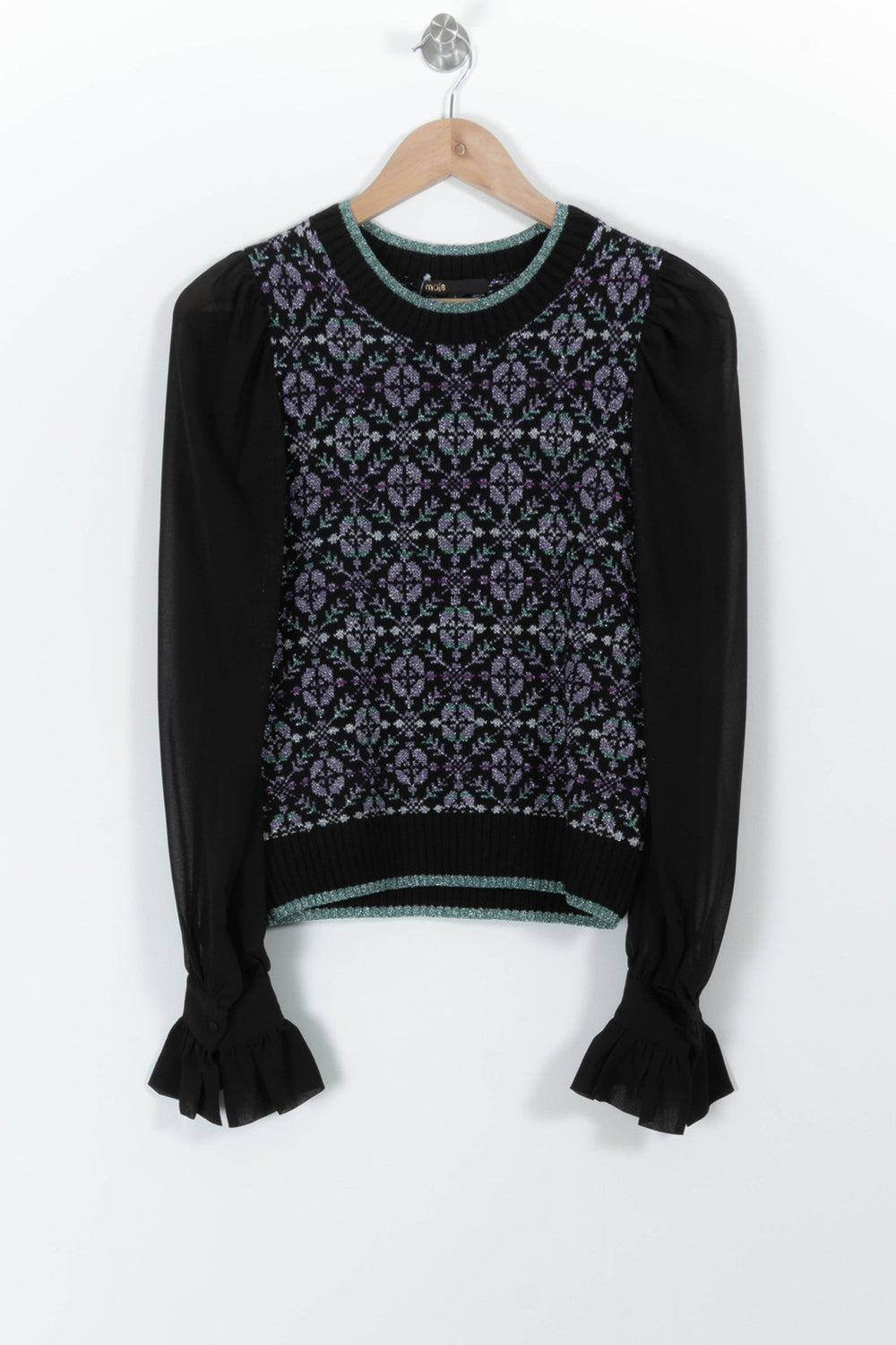 Pull Noir et Violet - Taille S/36 de la marque Maje | PARAD98909 - Vendu par Paradigme - Image 2