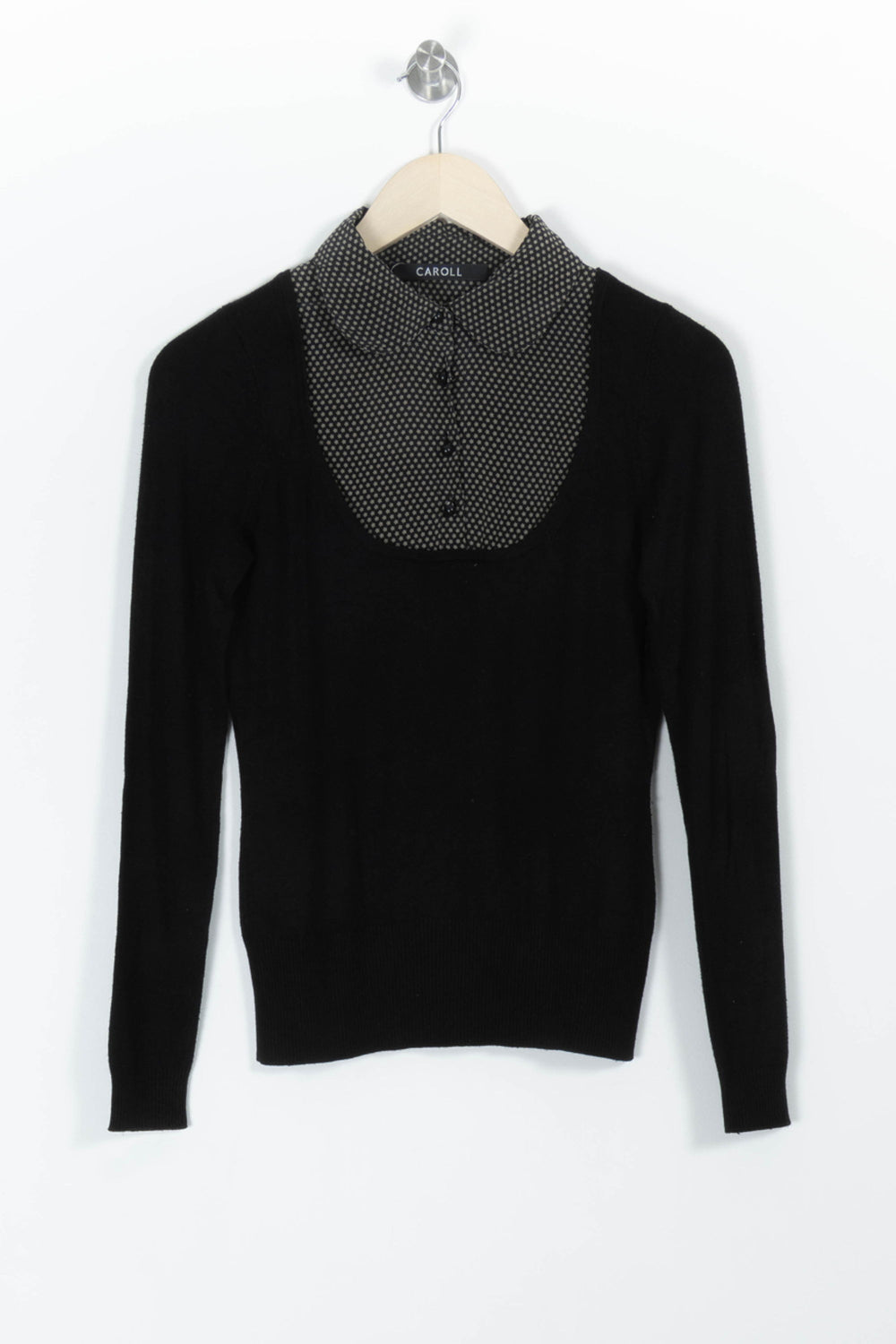 Pull Noir et Gris - Taille S/36 de la marque Caroll | PARAD98920 - Vendu par Paradigme - Image 2