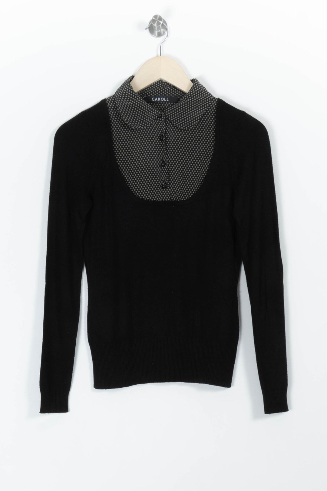 Pull Noir et Gris - Taille S/36 de la marque Caroll | PARAD98920 - Vendu par Paradigme - Image 2
