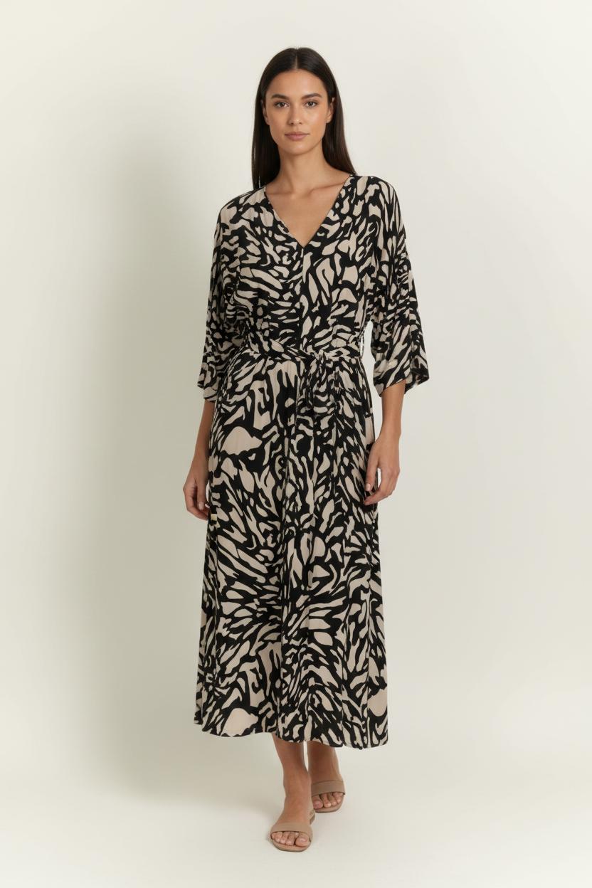 Robe longue noire et beige - Taille S/36 de la marque ba&sh | PARAD98922 - Vendu par Paradigme - Image 1