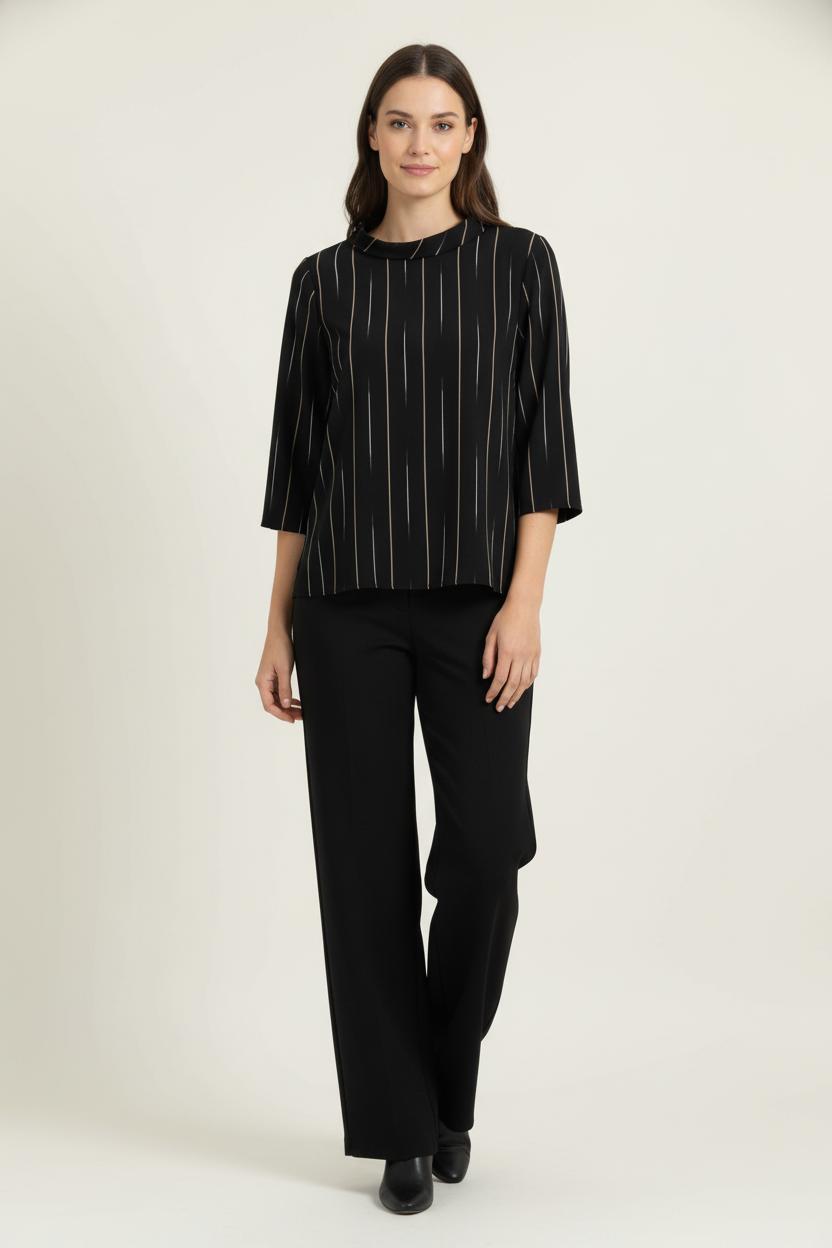 Blouse Noire et Beige - Taille M/38 de la marque La Fée Maraboutée | PARAD98950 - Vendu par Paradigme - Image 1