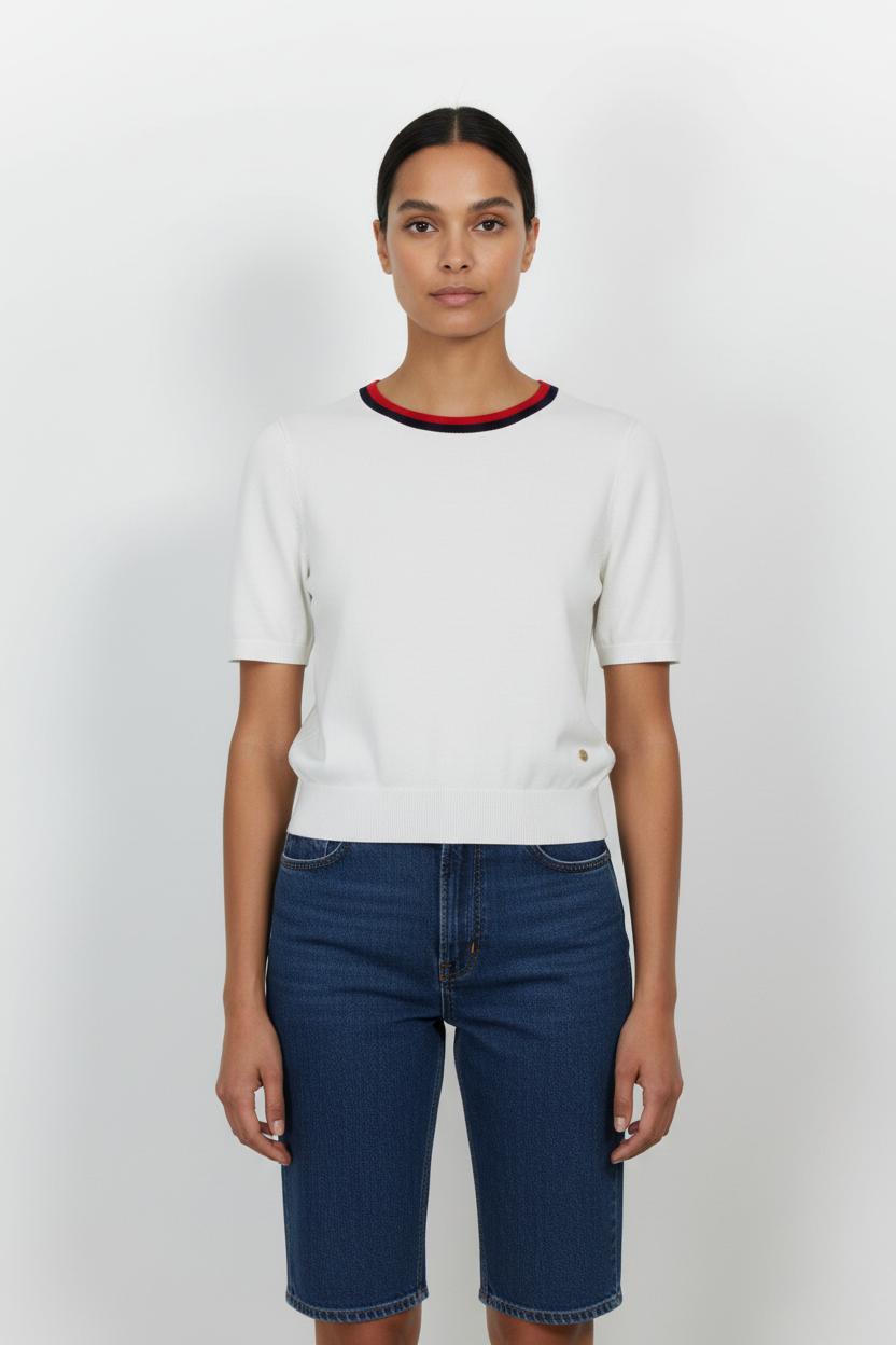 Pull Manches Courtes Blanc - Taille M/38 de la marque La Petite Etoile | PARAD98951 - Vendu par Paradigme - Image 1