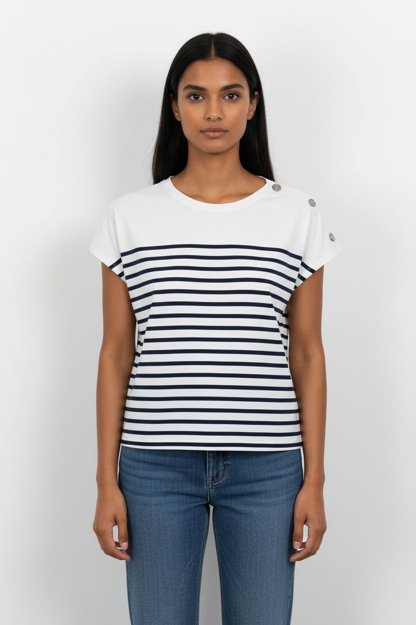Marinière Blanche et Bleue - Taille L/40 de la marque La Fée Maraboutée | PARAD98971 - Vendu par Paradigme - Image 1