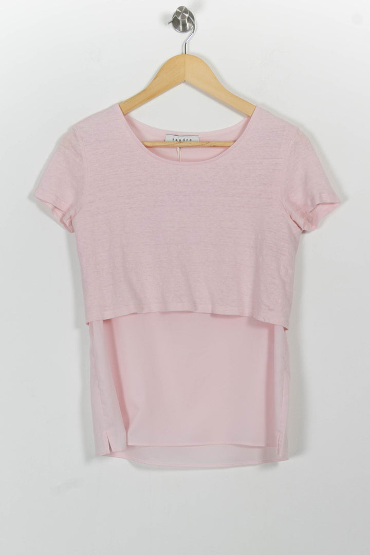 Tee-shirt Rose - Taille M/38 de la marque Sandro | PARAD98989 - Vendu par Paradigme - Image 2
