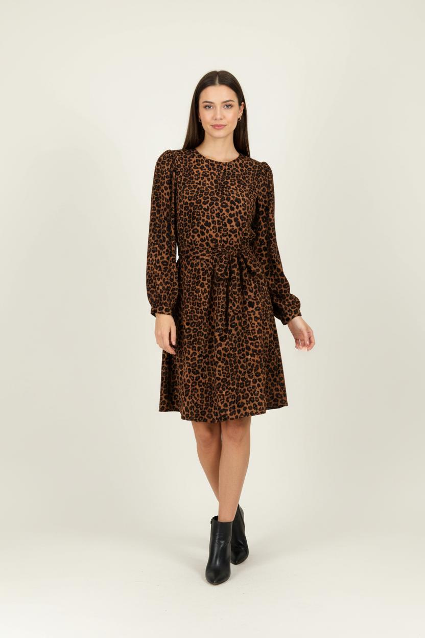 Robe Léopard Marron et Noir - Taille S/36 de la marque La Fée Maraboutée | PARAD99001 - Vendu par Paradigme - Image 1