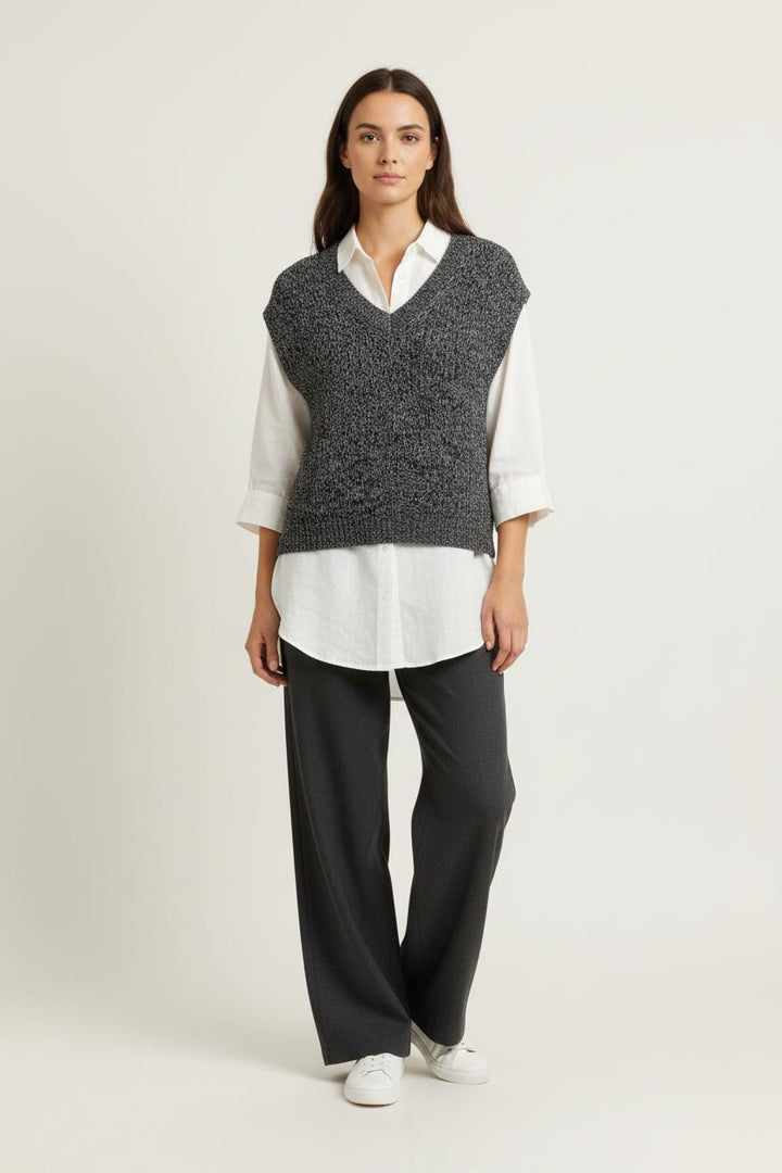 Pull Sans Manches Noir et Gris - Taille S/36 de la marque Caroll | PARAD99030 - Vendu par Paradigme - Image 1