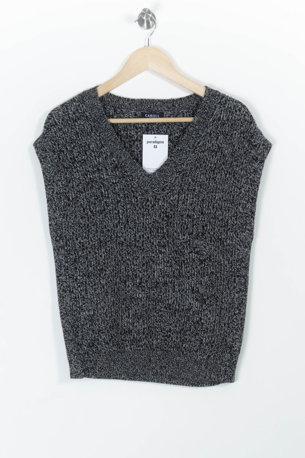 Pull Sans Manches Noir et Gris - Taille S/36 de la marque Caroll | PARAD99030 - Vendu par Paradigme - Image 2