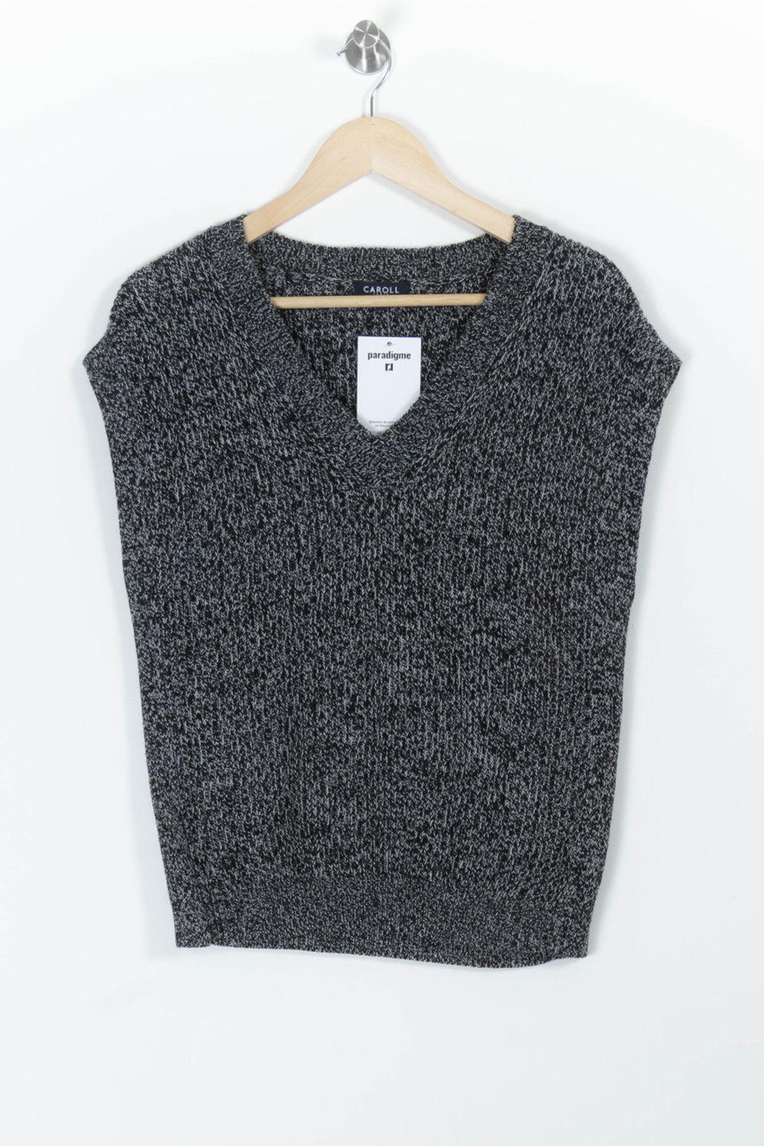 Pull Sans Manches Noir et Gris - Taille S/36 de la marque Caroll | PARAD99030 - Vendu par Paradigme - Image 2