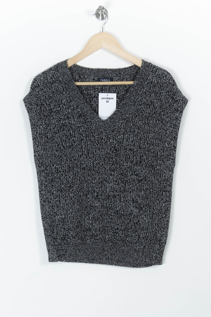 Pull Sans Manches Noir et Gris - Taille S/36 de la marque Caroll | PARAD99030 - Vendu par Paradigme - Image 2