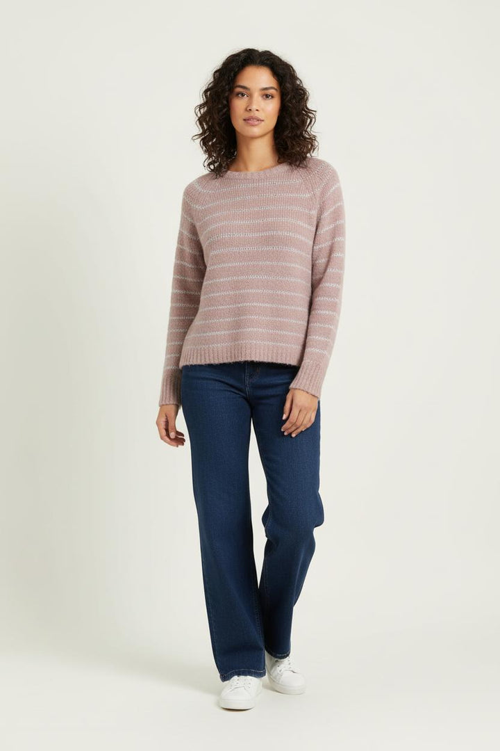 Pull Rayé Rose et Blanc - Taille S/36 de la marque La Fée Maraboutée | PARAD99032 - Vendu par Paradigme - Image 1
