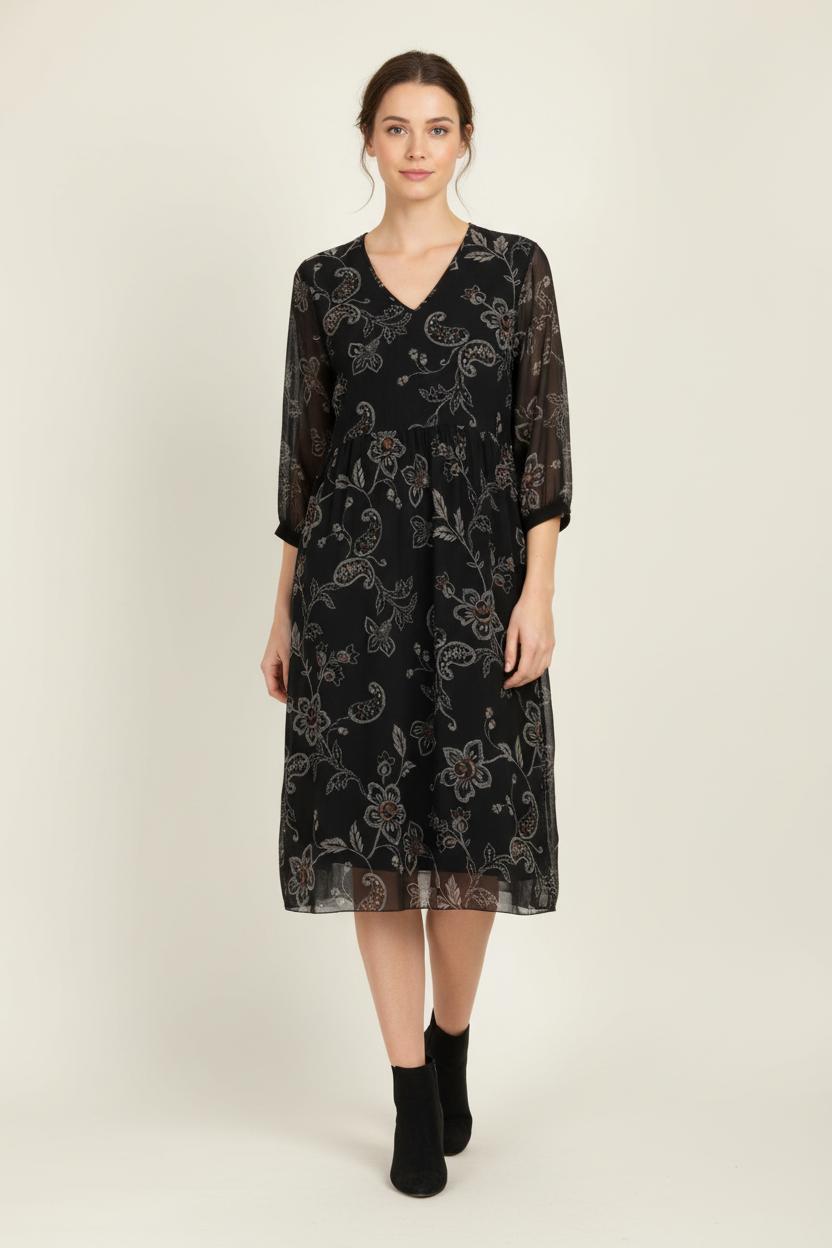 Robe Noire et Grise - Taille L/40 de la marque La Fée Maraboutée | PARAD99037 - Vendu par Paradigme - Image 1