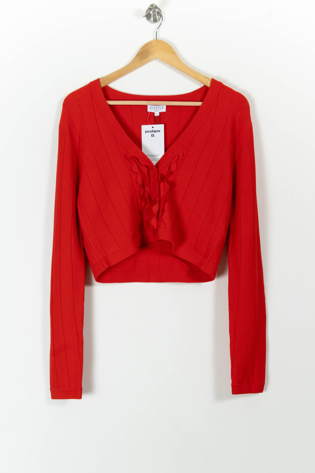 Cardigan Rouge - Taille L/40 de la marque Claudie Pierlot | PARAD99083 - Vendu par Paradigme - Image 2