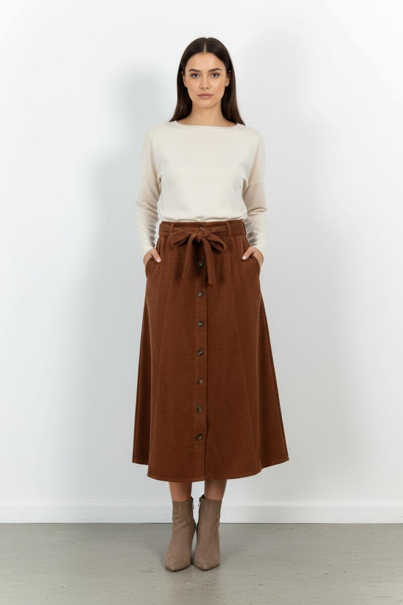 Jupe Longue Marron - Taille XS/34 de la marque La Fée Maraboutée | PARAD99093 - Vendu par Paradigme - Image 1
