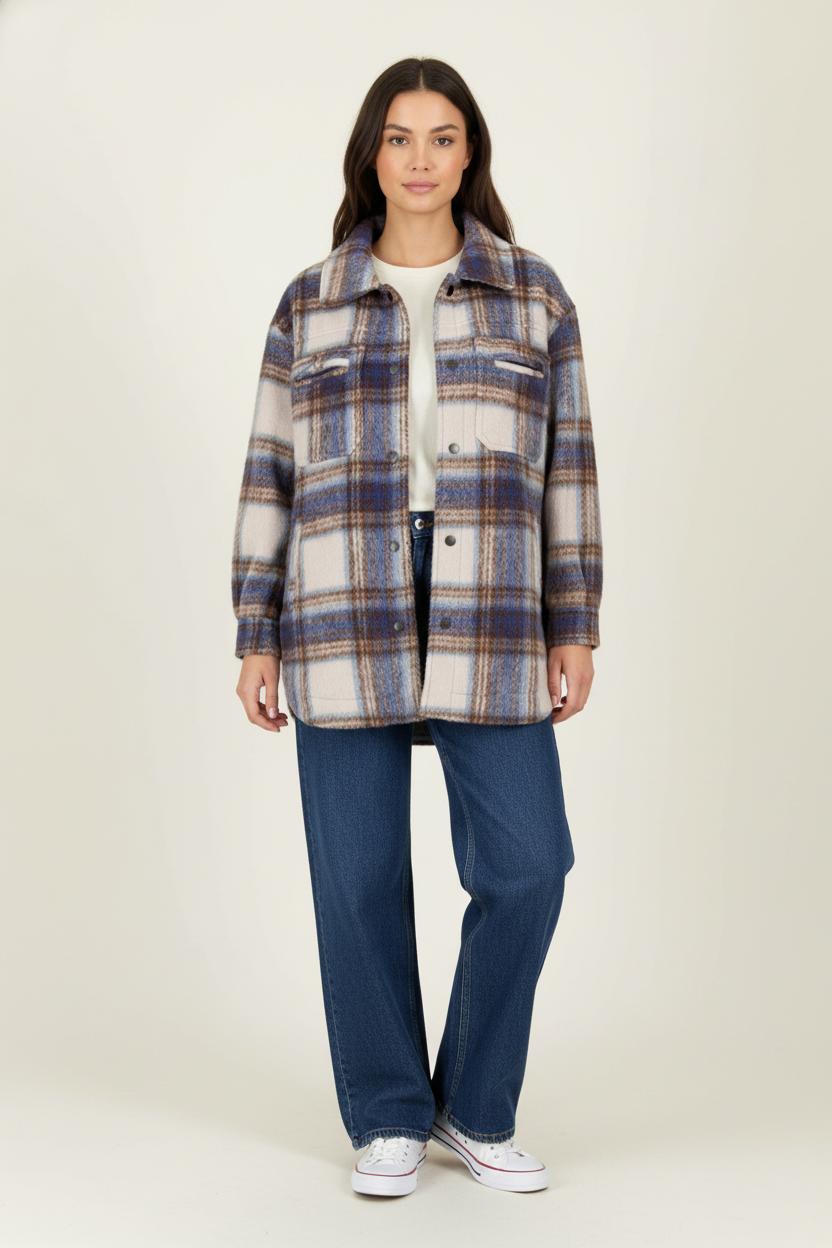 Veste À Carreaux Bleue et Marron - Taille S/36 de la marque Suncoo | PARAD99096 - Vendu par Paradigme - Image 1