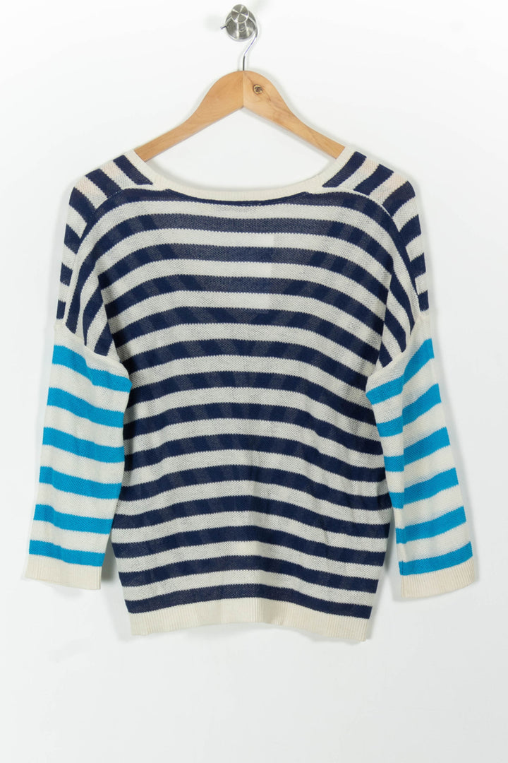 Pull Bleu et Blanc - Taille XS/34 de la marque La Fée Maraboutée | PARAD99098 - Vendu par Paradigme - Image 4