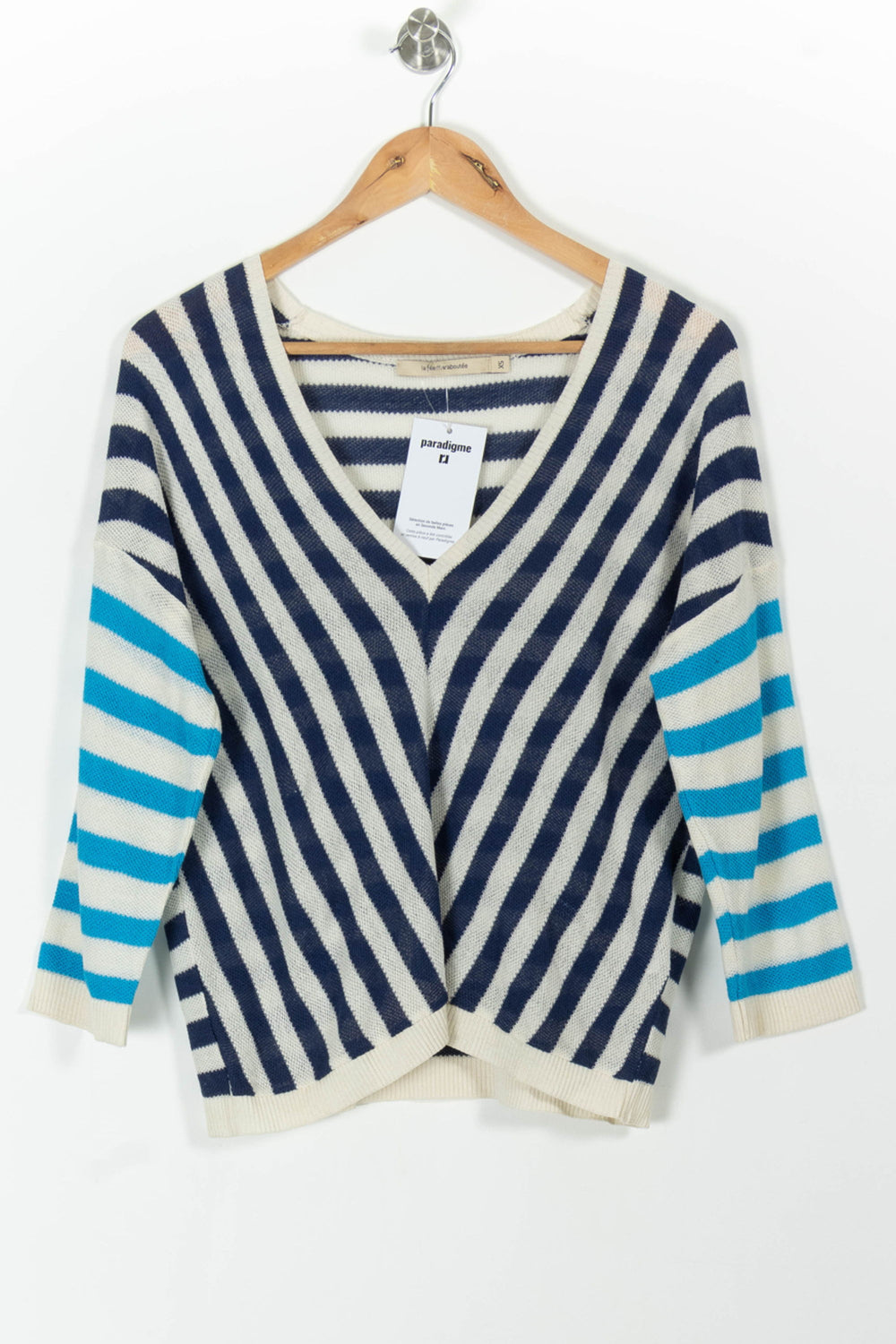 Pull Bleu et Blanc - Taille XS/34 de la marque La Fée Maraboutée | PARAD99098 - Vendu par Paradigme - Image 2