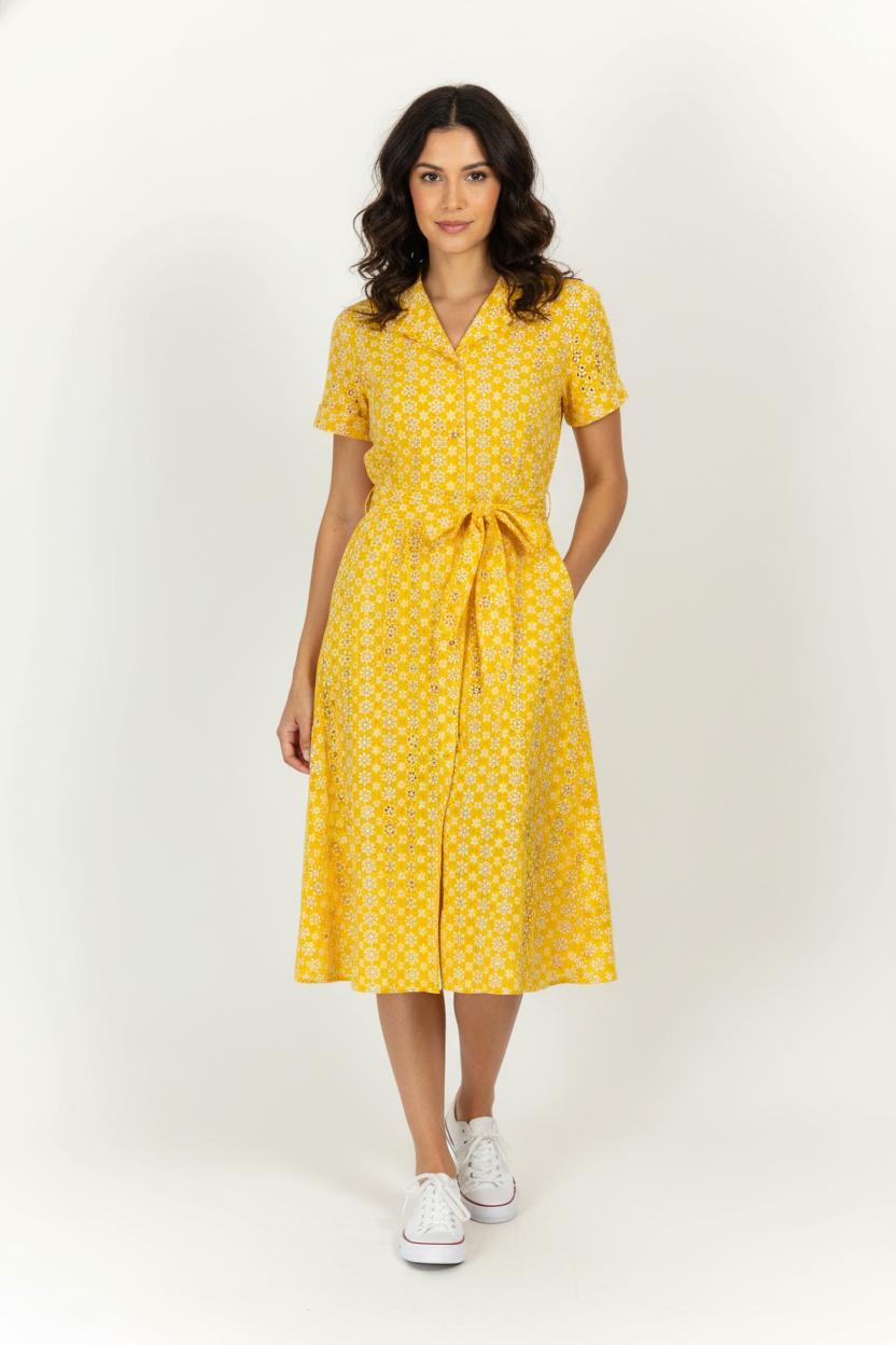 Robe Midi Jaune et Blanche - Taille M/38 de la marque Weill | PARAD99104 - Vendu par Paradigme - Image 1