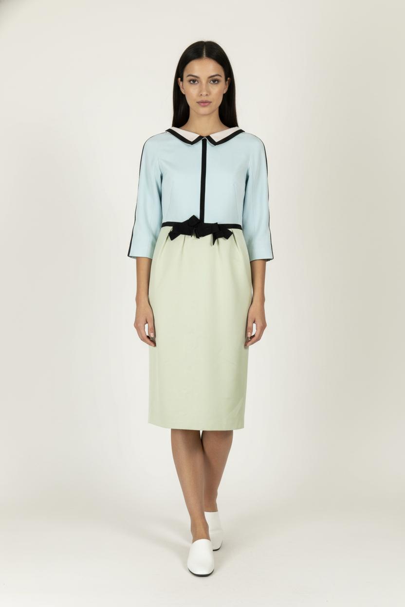 Robe Midi Bleu Clair et Vert Clair - Taille M/38 de la marque Paule Ka | PARAD99117 - Vendu par Paradigme - Image 1
