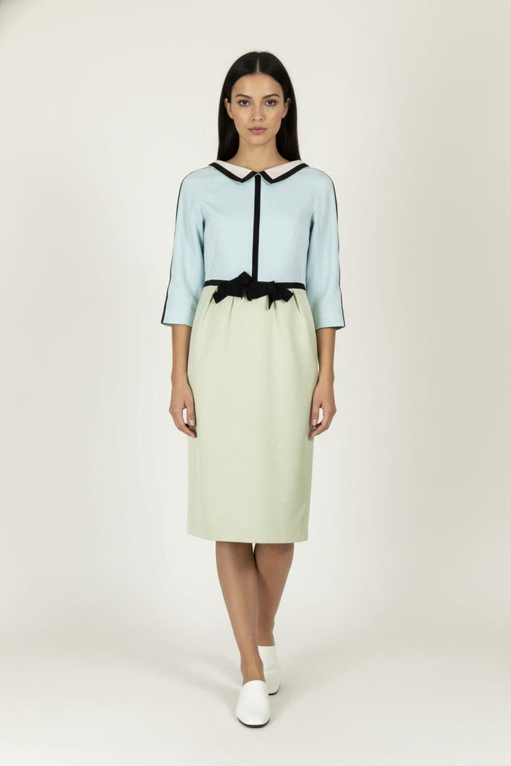 Robe Midi Bleu Clair et Vert Clair - Taille M/38 de la marque Paule Ka | PARAD99117 - Vendu par Paradigme - Image 1