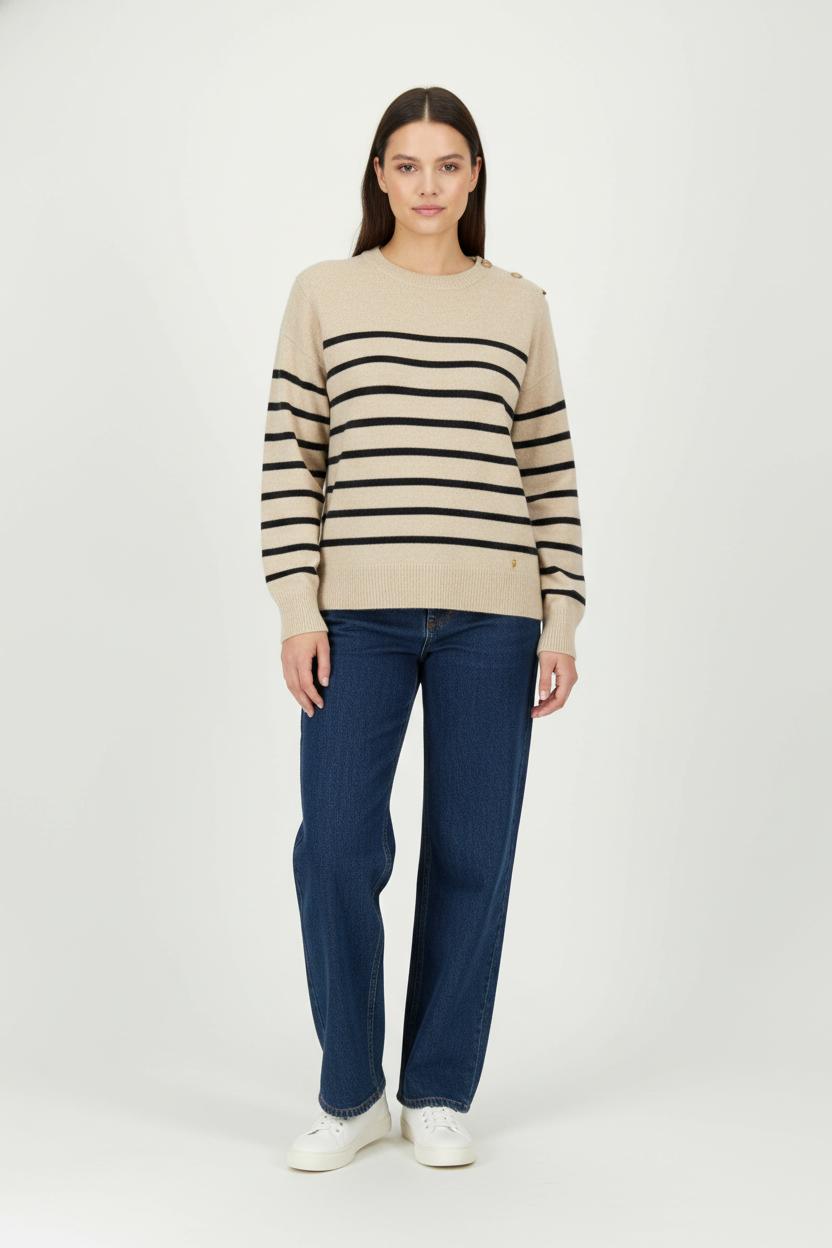 Pull Rayé Beige et Noir - Taille S/36 de la marque Des petits hauts | PARAD99129 - Vendu par Paradigme - Image 1