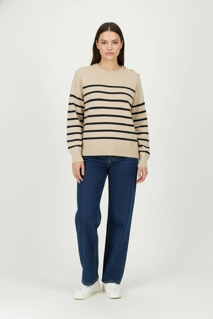 Pull Rayé Beige et Noir - Taille S/36 de la marque Des petits hauts | PARAD99129 - Vendu par Paradigme - Image 1