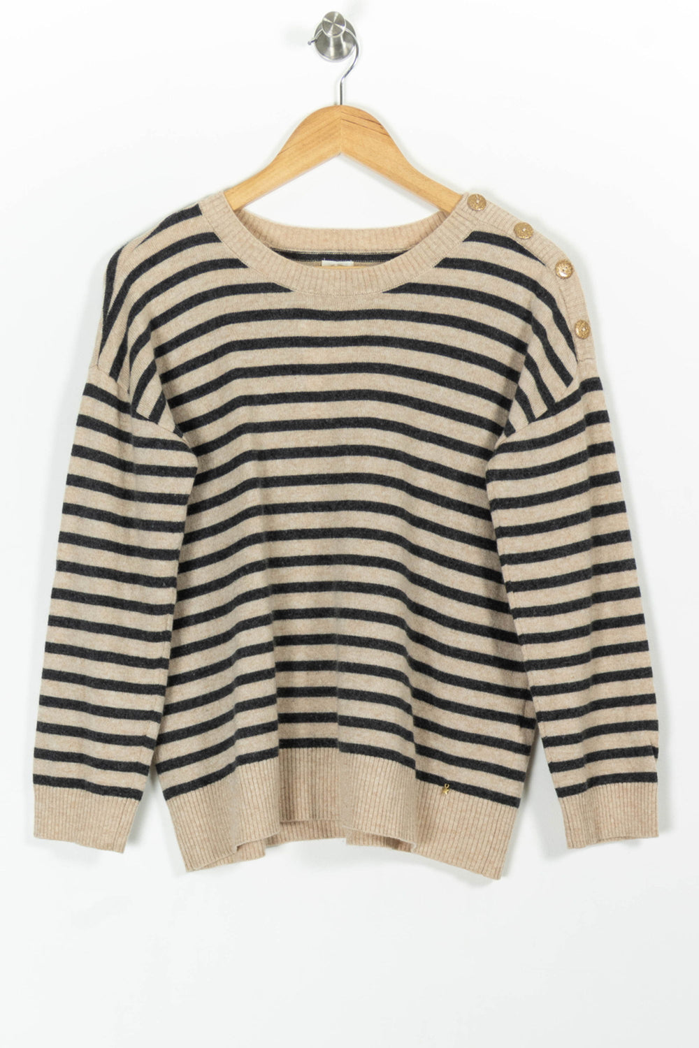 Pull Rayé Beige et Noir - Taille S/36 de la marque Des petits hauts | PARAD99129 - Vendu par Paradigme - Image 2