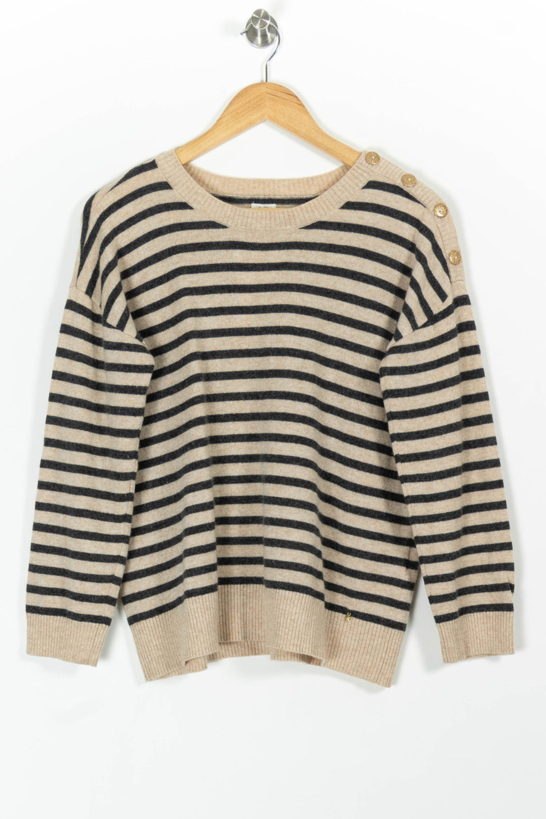 Pull Rayé Beige et Noir - Taille S/36 de la marque Des petits hauts | PARAD99129 - Vendu par Paradigme - Image 2