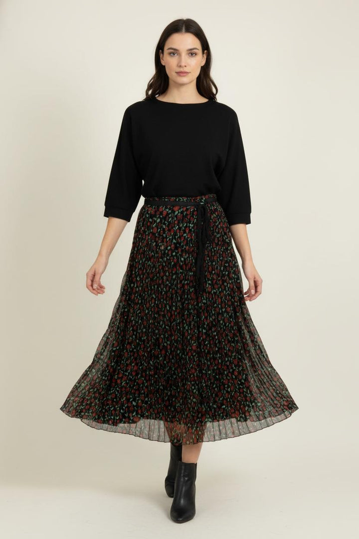 Jupe Plissée Noire et Rouge - Taille M/38 de la marque The Kooples | PARAD99134 - Vendu par Paradigme - Image 1