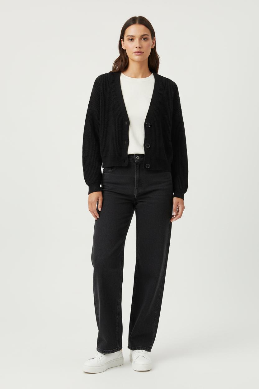 Cardigan Noir - Taille XS/34 de la marque La Fée Maraboutée | PARAD99148 - Vendu par Paradigme - Image 1