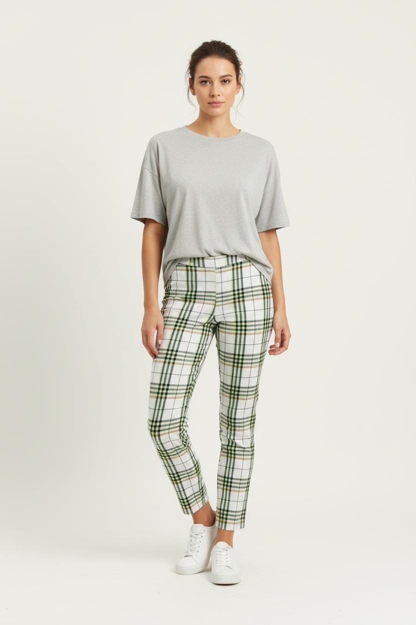 Pantalon à Carreaux Blanc et Vert - Taille M/38 de la marque Imprevu | PARAD99198 - Vendu par Paradigme - Image 1