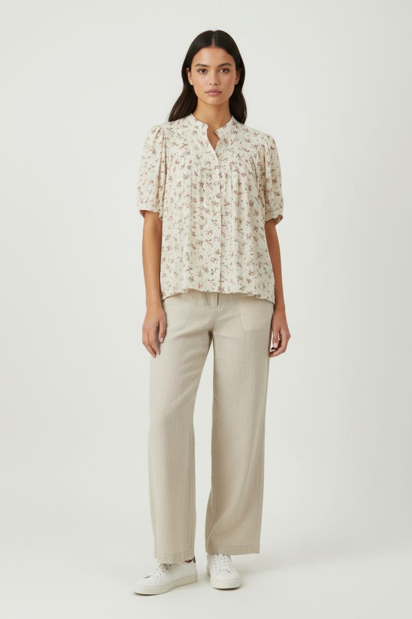 Blouse Beige à Fleurs - Taille S/36 de la marque ba&sh | PARAD99211 - Vendu par Paradigme - Image 1