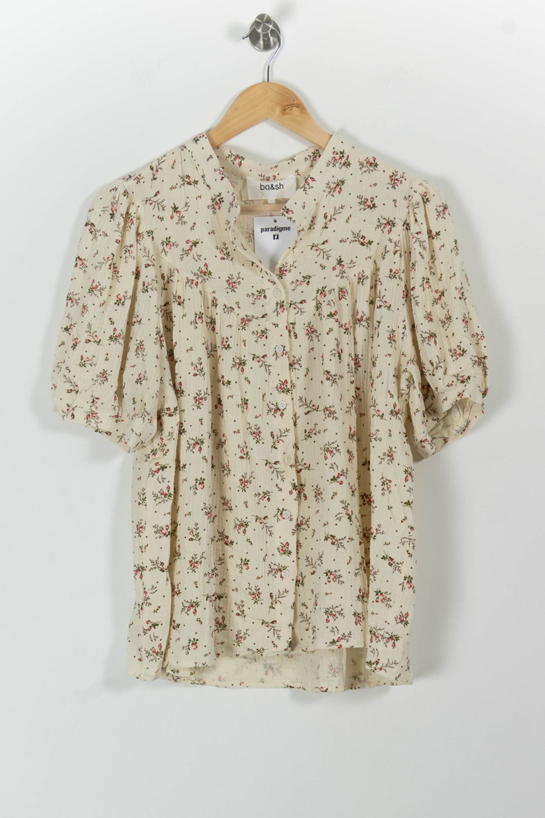 Blouse Beige à Fleurs - Taille S/36 de la marque ba&sh | PARAD99211 - Vendu par Paradigme - Image 2