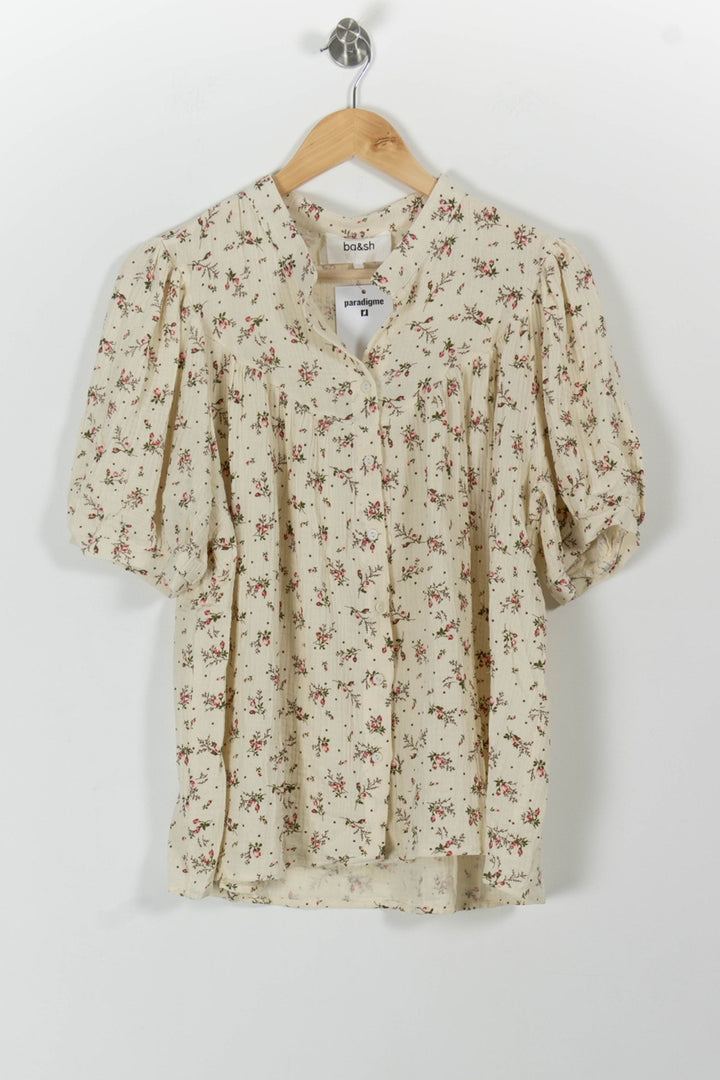 Blouse Beige à Fleurs - Taille S/36 de la marque ba&sh | PARAD99211 - Vendu par Paradigme - Image 2