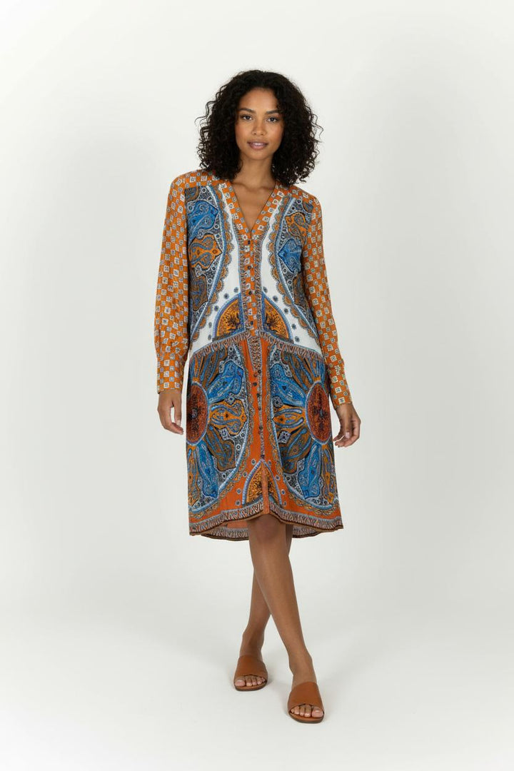 Robe Midi Orange et Bleue - Taille S/36 de la marque Sandro | PARAD99214 - Vendu par Paradigme - Image 1