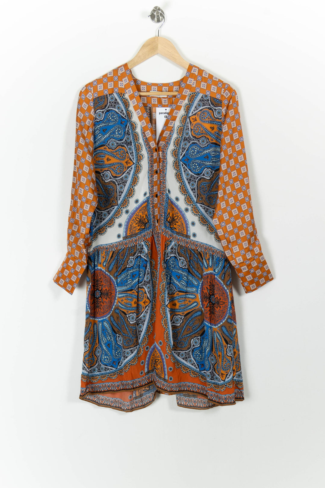 Robe Midi Orange et Bleue - Taille S/36 de la marque Sandro | PARAD99214 - Vendu par Paradigme - Image 2