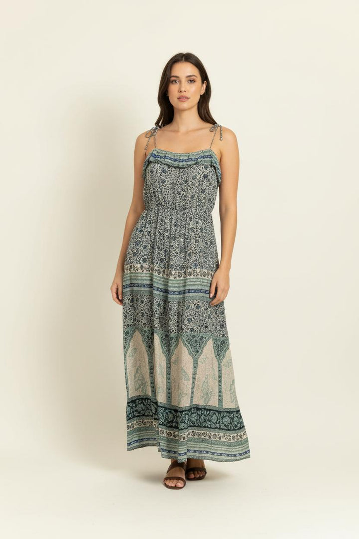 Robe Longue Verte et Beige - Taille M/38 de la marque ba&sh | PARAD99215 - Vendu par Paradigme - Image 1