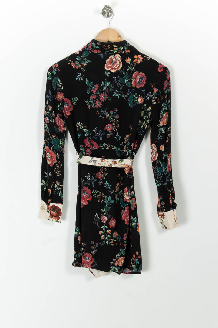 Robe Chemise Noire et Écrue Fleurie - Taille S/36 de la marque Maje | PARAD99217 - Vendu par Paradigme - Image 4