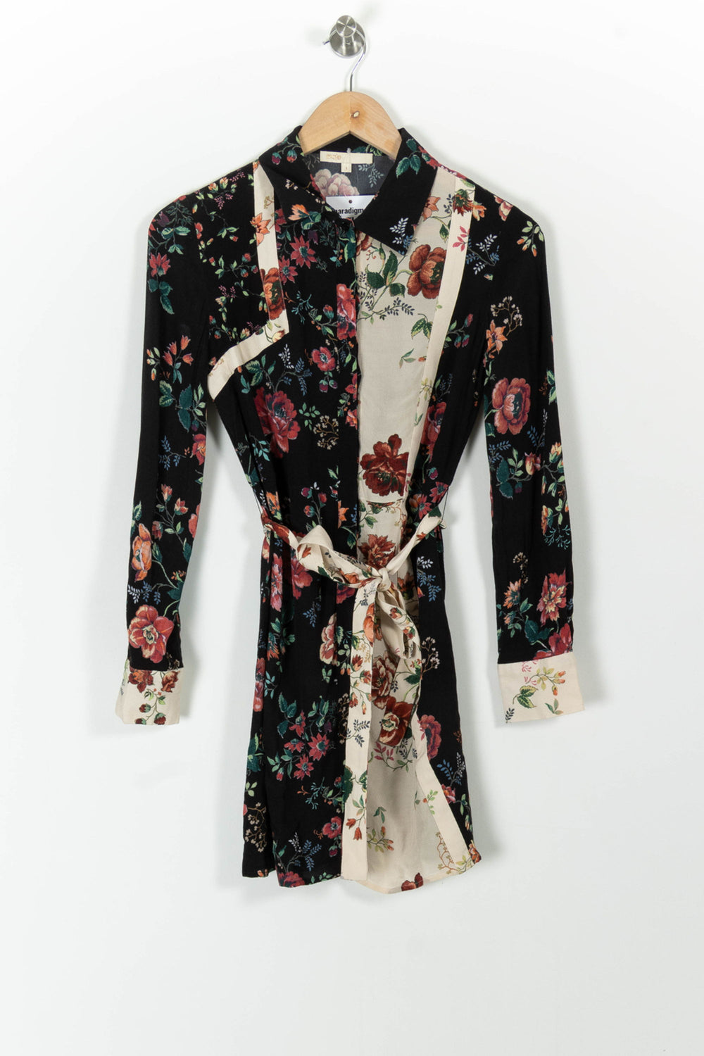 Robe Chemise Noire et Écrue Fleurie - Taille S/36 de la marque Maje | PARAD99217 - Vendu par Paradigme - Image 2