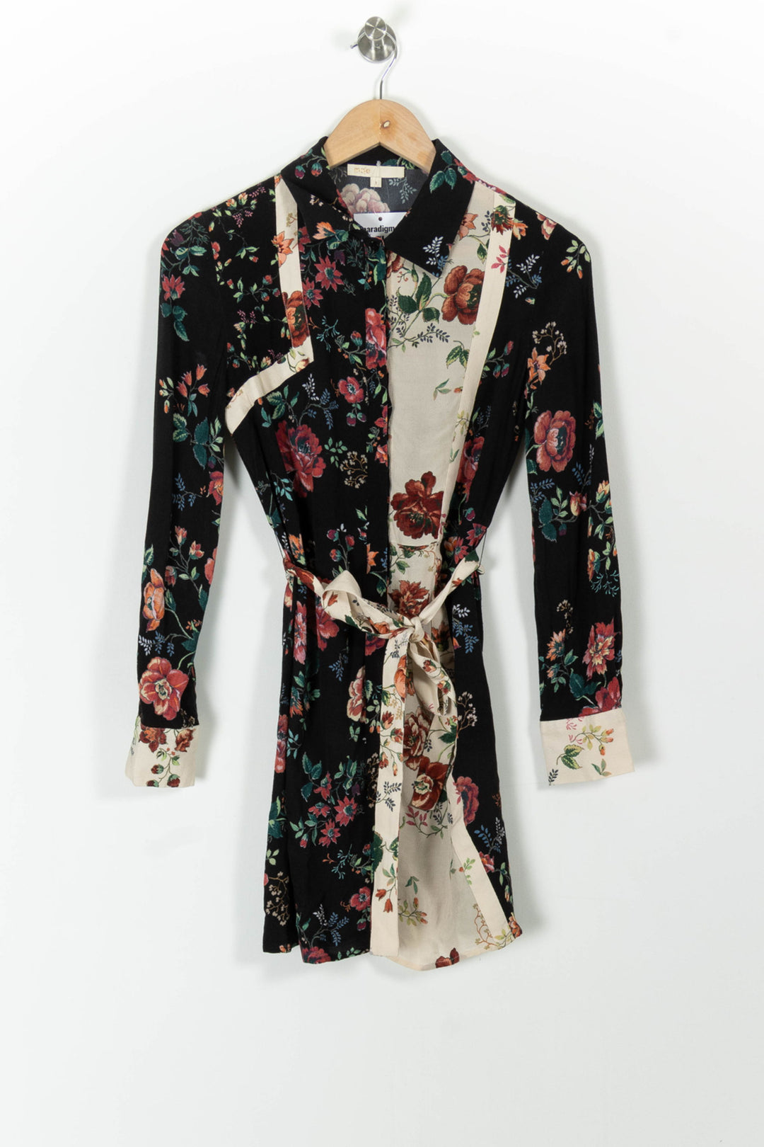 Robe Chemise Noire et Écrue Fleurie - Taille S/36 de la marque Maje | PARAD99217 - Vendu par Paradigme - Image 2