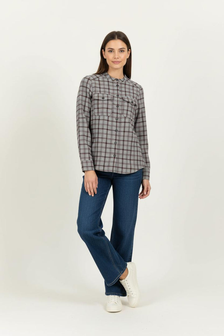 Chemise à Carreaux Grise et Bordeaux - Taille S/36 de la marque Caroll | PARAD99223 - Vendu par Paradigme - Image 1