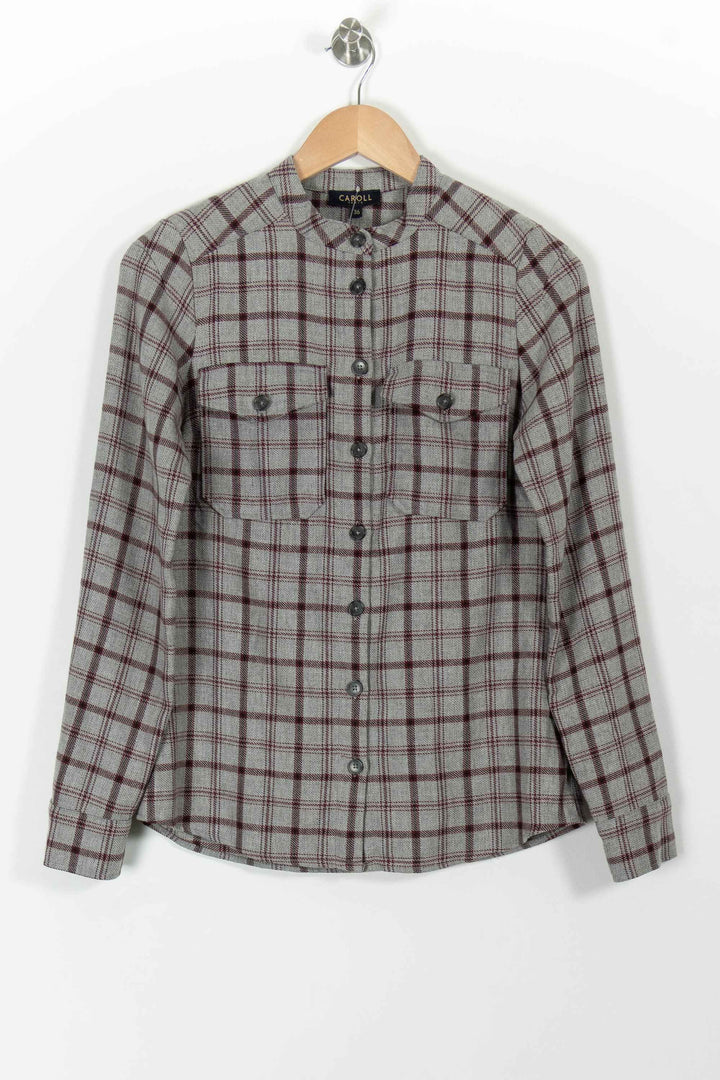 Chemise à Carreaux Grise et Bordeaux - Taille S/36 de la marque Caroll | PARAD99223 - Vendu par Paradigme - Image 2