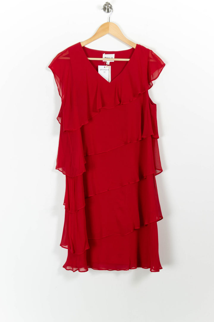 Robe Volantée Rouge - Taille M/38 de la marque Maison 123 | PARAD99252 - Vendu par Paradigme - Image 2