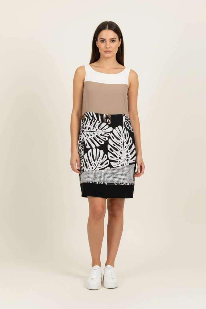 Robe Sans Manches Beige et Noir - Taille M/38 de la marque La Fée Maraboutée | PARAD99259 - Vendu par Paradigme - Image 1