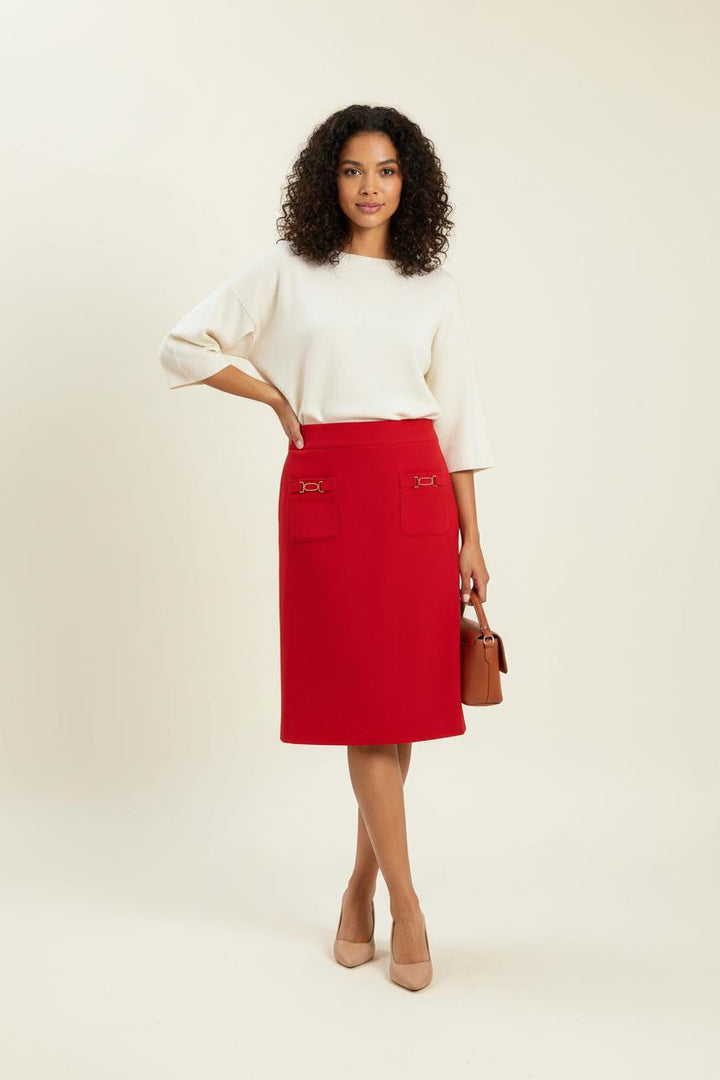 Jupe Droite Rouge - Taille S/36 de la marque Caroll | PARAD99263 - Vendu par Paradigme - Image 1