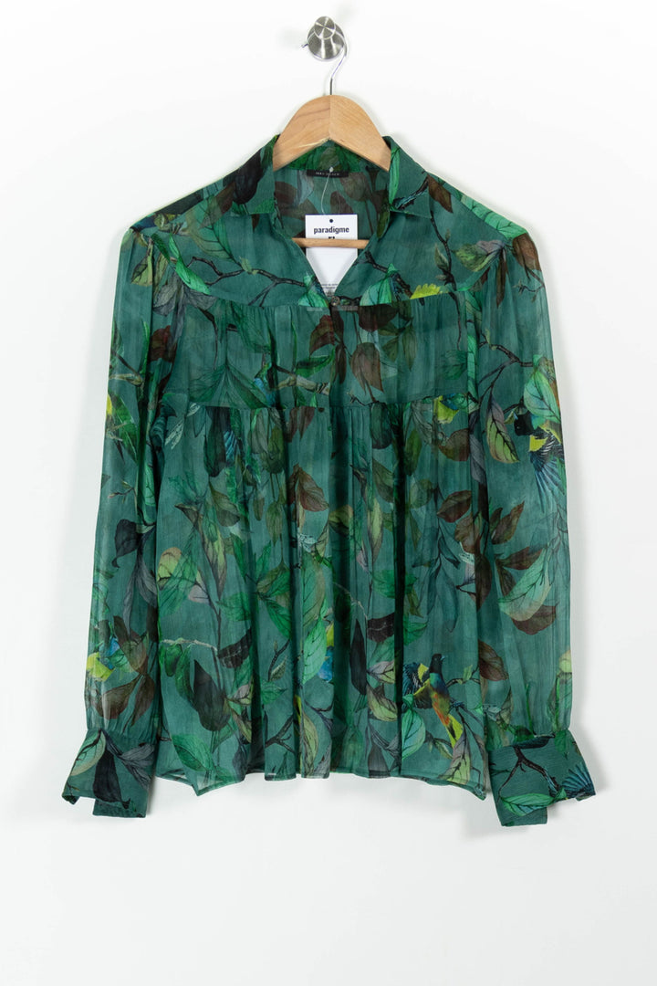 Blouse Verte et Marron - Taille L/40 de la marque I.Code | PARAD99302 - Vendu par Paradigme - Image 2
