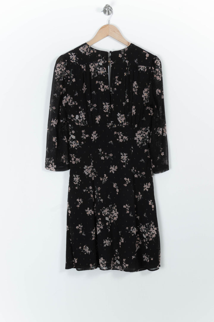 Robe Fleurie Noire et Rose - Taille M/38 de la marque Claudie Pierlot | PARAD99312 - Vendu par Paradigme - Image 4