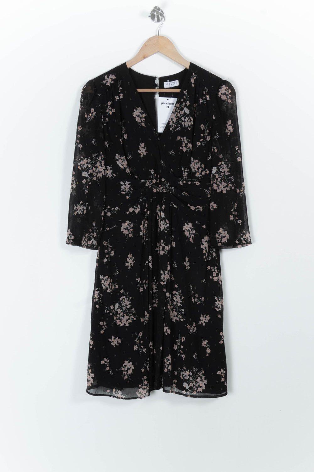 Robe Fleurie Noire et Rose - Taille M/38 de la marque Claudie Pierlot | PARAD99312 - Vendu par Paradigme - Image 2