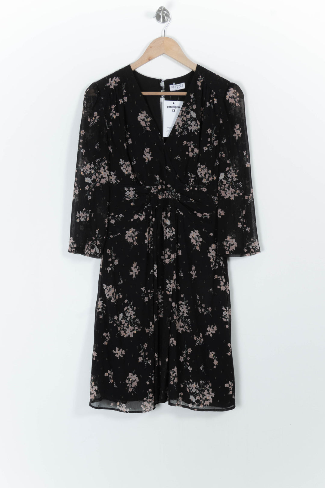 Robe Fleurie Noire et Rose - Taille M/38 de la marque Claudie Pierlot | PARAD99312 - Vendu par Paradigme - Image 2