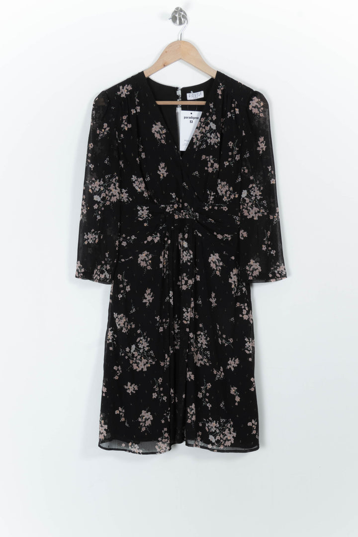 Robe Fleurie Noire et Rose - Taille M/38 de la marque Claudie Pierlot | PARAD99312 - Vendu par Paradigme - Image 2