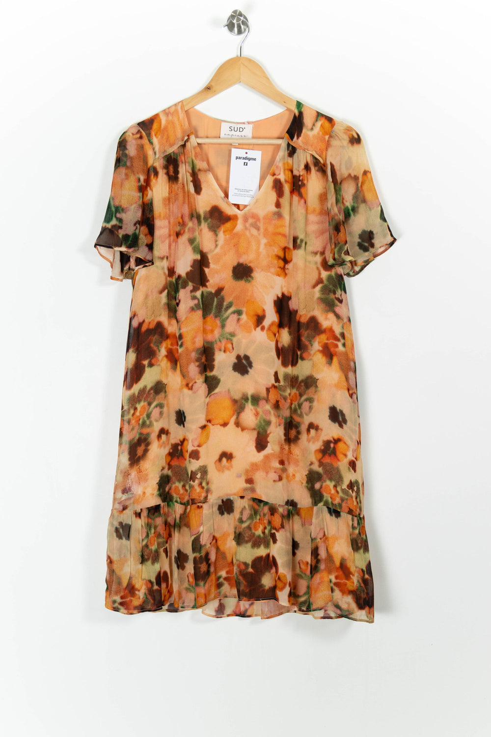 Robe Fleurie Orange et Verte - Taille S/36 de la marque Sud express | PARAD99314 - Vendu par Paradigme - Image 2